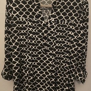 Cocomo Black and White Geometric Blouse